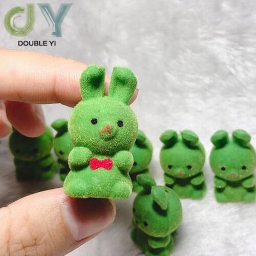 Free shipping 4pcs/pack MINI Flocking doll Cute little bunny key chain Little bunny Car decoration furnishing articles green