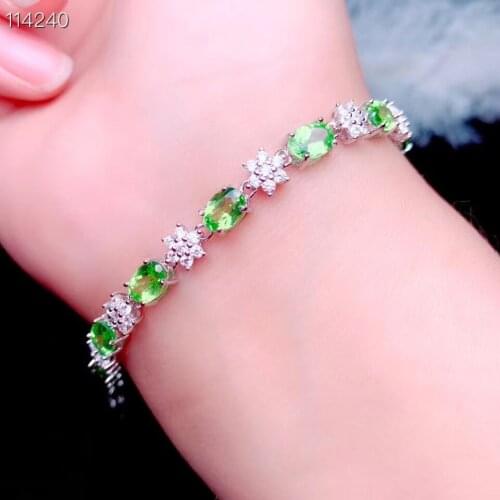 Elegant Rings for women Peridot Bracelet 925 sterling silver Fine jewelry Natural And Real Peridot Bracelet