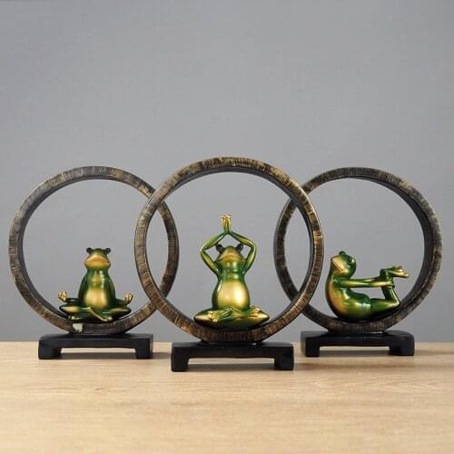 European Creative Yoga Frog Resin Accessories Home Livingroom Table Furnishing Crafts Hotel Office Desktop Figurines Decoration