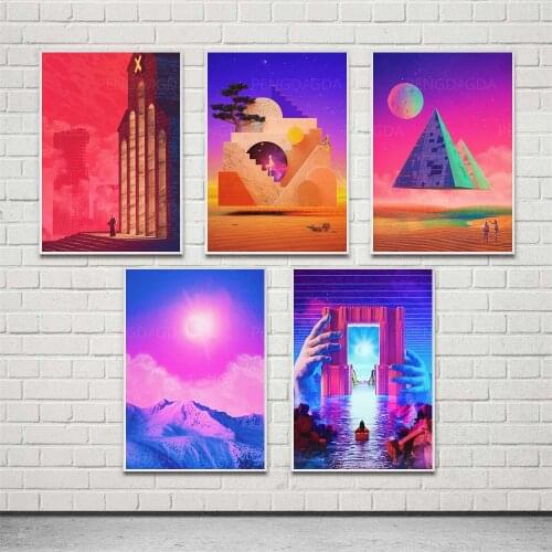 HD Printed Planet Colorful Building Canvas Painting Wall Art Landscape Poster Modern Home Decor Bedroom Modular Pictures Frame