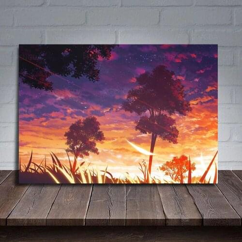 HD Prints Sunset Glow Canvas Painting Modular Animation Scereny Pictures Home Decor Wall Art Summer Bedside Background Poster