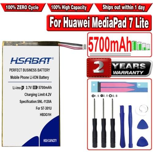 HSABAT HB3G1H HB3G1 5700mAh Battery for Huawei MediaPad 7 Lite s7-301u T-Mobile Springboard 301w 302 303(7 inch) 701 931