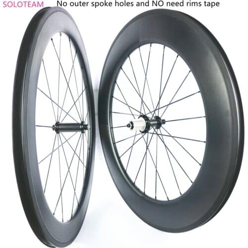 Hot sell No outer holes clincher carbon wheels 38 50 60 88mm tubeless wheelset 23mm 25mm wide soloteam road bike wheel