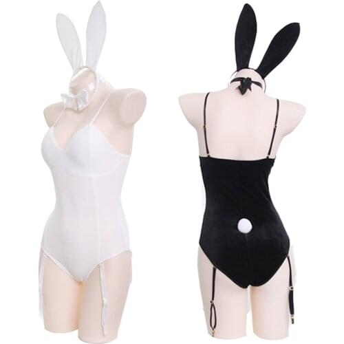 Japanese Sexy Bunny Girl Sleepwear Suit Female Women Cosplay Costume Jumpsuit Velvet Underwear Nightdress Cat Costume