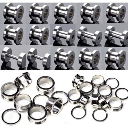 2pcs Punk Cool Stainless Steel Ear Tunnel Plug Kit Stretcher Flesh Tunnel Ear Expander Piercing For Men Women Jewelry 1.2mm-20mm