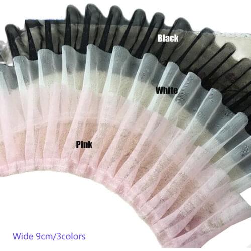 9cm Wide Luxury White black cotton embroidery flower lace collar Fabric Sewing Applique DIY ribbon trim bridal Dubai dress decor