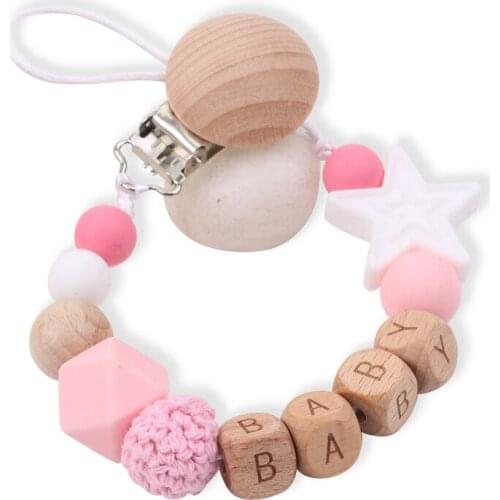 Cute Baby Pacifier Chain Food Grade Silicone Bead Newborns Teethers Safe BPA Free Toddler Appease Pendant Molar Ring Toy Gift