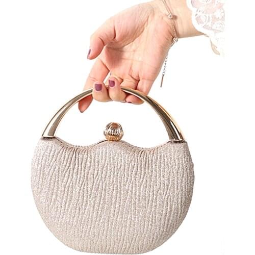 Fashion Women Evening Bag Solide Color Lady Bridesmaid Wedding Handbag Purse Wallet Banquet Party Clutch Buckle Metal Wrist