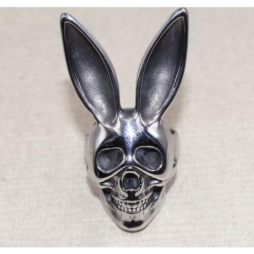 Fashion Personality Rabbit Ears Skull Metal Ring Punk Trend Rock Locomotive Jewelry