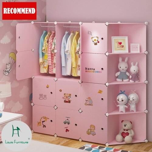 Louis fashion Childrens Wardrobes Cabinets Cartoon Simple Modern Economy Combination Baby Reception Baby Simple