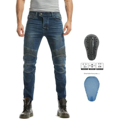 Mens Motorcycle Pants Summer Classic Blue Black Motorcycle Pants Jeans Protective Equipment Riding Travel Pants