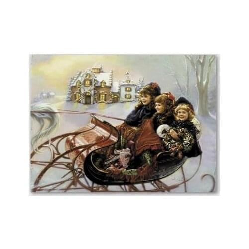 Holiday Sleigh Ride Happy Top Quality Sewing kit Embroidery Needlework 14CT Unprinted Art Cross Stitch Kits DIY Handmade Decor
