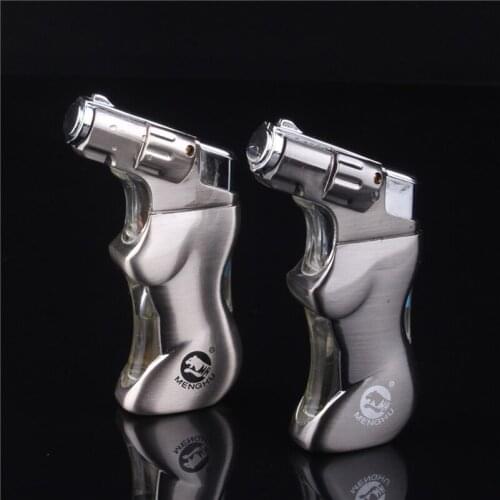 New gas inflatable lighter small gun jet flame lighter metal cigar lighter