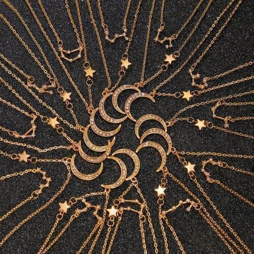 Vienkim 2020 Trendy Star Moon Chain Choker Necklace for Women Fashion Necklace Gold Color Metal Jewelry Accessories New