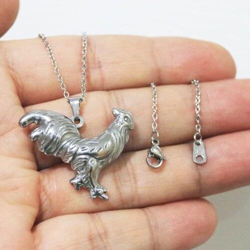 1pc Goth Cock Stainless Steel Pendant Necklace Cast Rooster Charms Necklaces Women Girls Love Jewelry Gift