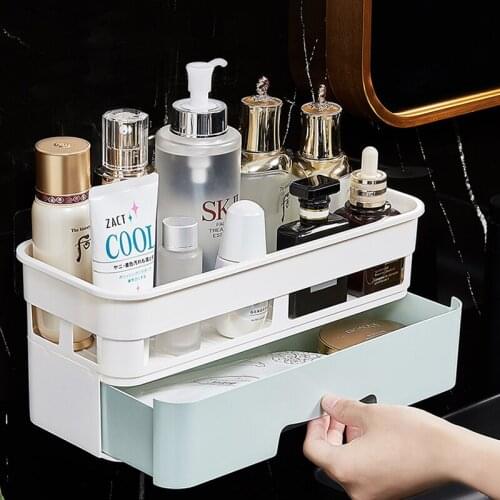 Bathroom Storage Shelf Bath Desk Makeup Organizer Box Wall Hanging Corner Shower Holder Kitchen Storage Rack Household Items