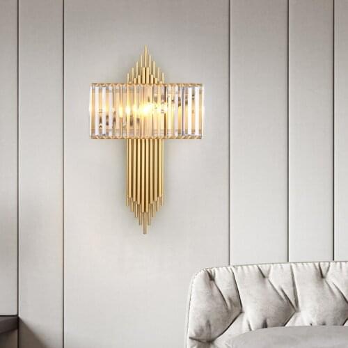 Postmodern light luxury crystal wall lamp living room background wall bedroom bedside lamp aisle staircase wall lamp
