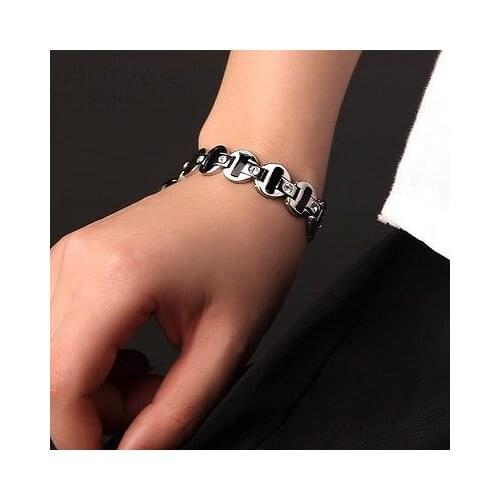 Power Ionics Womens Titanium Power Healing Crystal Magnetic Bracelet Wristband Balance Energy PT037