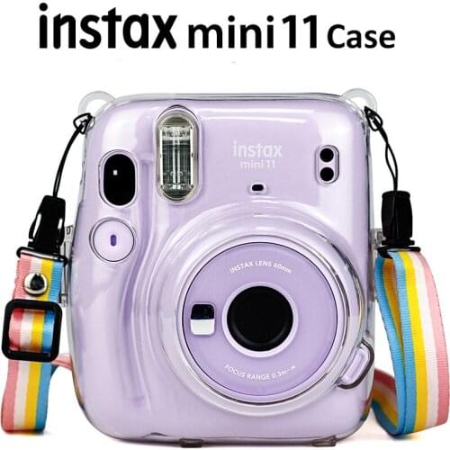 Transparent Crystal Protective Shell Hard Case Bag For Fujifilm Instax Mini 11 Camera with Shoulder Strap
