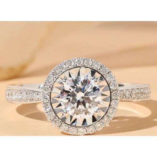 Luxury Classic Round Rings Adjustable Size Inlay AAA Cubic Zirconia Women Wedding Fashion Jewelry Valentines Day Gift Promotion