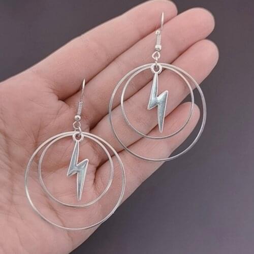 Lightning Earring - Geometric-Lightning -Evil Eyes-Goth - Gift - Gothic - Silver Plated - Witchy -Jewelry