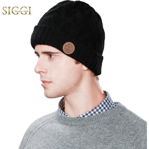 FANCET Unisex Skullies Cotton Wool Blend Beanies Hats For Men Thick Warm Fleece Lined Winter Outdoors Knitted Hats Female 89208