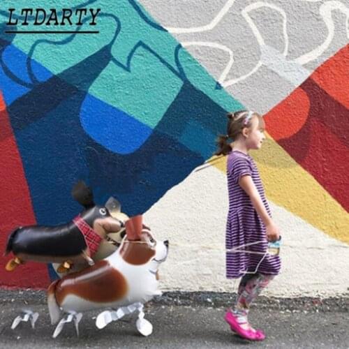 Walking pet dog-shaped aluminum foil balloon childrens toy cartoon dog animal balloon pug dog poodle balloon party decoration