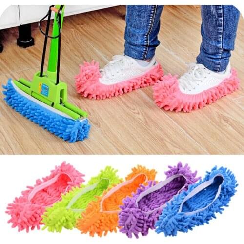 Microfiber Chenille Floor Dust Cleaning Slippers Mop Wipe Shoes Wigs House Home Cloth Clean Cover Mophead Overshoe SN546