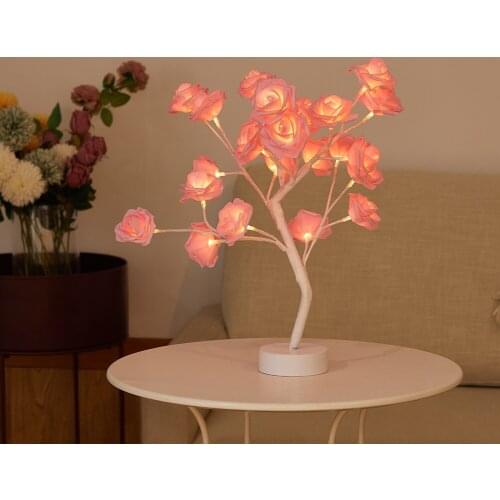LED Table Lamp Rose Flower Tree USB Night Lights Home Decoration LED Table Lights Parties Xmas Christmas Wedding Bedroom Decor
