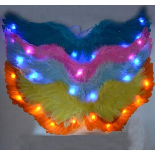 Glow LED Party Light Up Angel Feather Wings Photo Prop Holiday DIY Wedding Event Birthday Party Halloween Christmas Xmas Decor