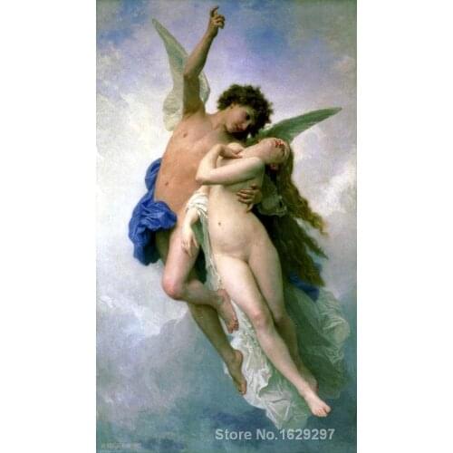 Oil Painting portrait Psyche and Amour William Adolphe Bouguereau Hand painted High quality
