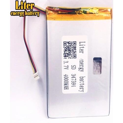 1.0MM 4pin connector 347594 357595 4000mah 3.7V Cheap price lithium polymer battery for tablet pc 7 inch MP4 MP5