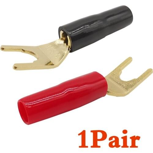 1/2/3/5Pairs U/Y Spade Banana Connector Gold Plated Solderless Fork Speaker Banana Plug adapter With Plastic Handle Case