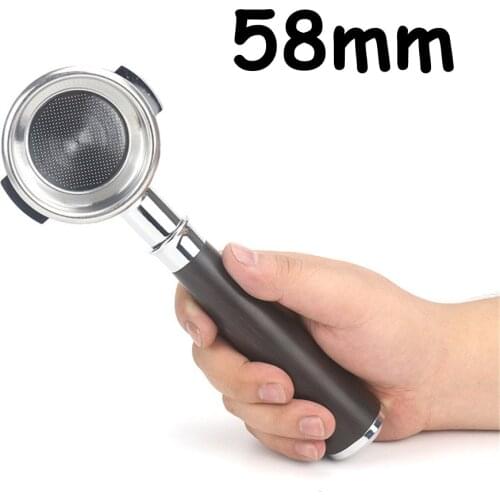 1pcs 58mm Solid Wood Coffee Machine Alloy Handle Bottomless Portafilter Coffee Machine Handle Modified Replacement for EXPOBAR