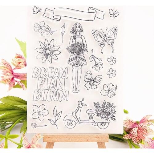 11x15cm The flower girl Transparent Clear Stamps Silicone Seals Roller Stamp DIY scrapbooking photo album/Card Making