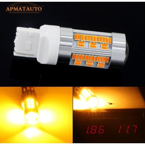 2x Canbus No Hyper Flash Amber Yellow 7440 W21W WY21W T20 LED Replacement Bulbs For Car Auto Front or Rear Turn Signal Lights