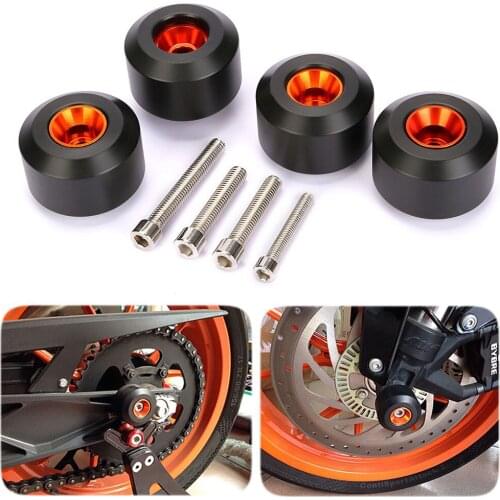 OLPAY 4Pcs CNC Front&Rear Wheel Axle Fork Crash Sliders Guard Falling Protector For KTM Duke 125 200 250 390 RC 125 200 250 390