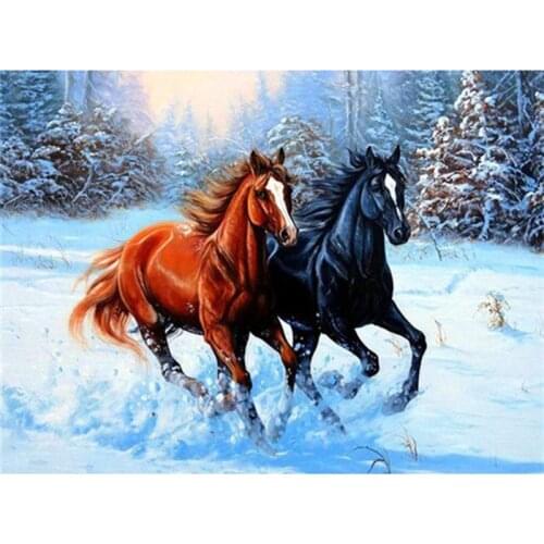 5D Diamond Painting Cross Stitch Horse DIY Diamond Embroidery Full Round Drill Mosaic Home Decor