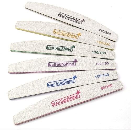 6pcs/lot Half Moon Nail File Buffer Washable 80/100/150/180/240/320 Grinding Polish Sanding Manicure Pedicure Nail Art Tool