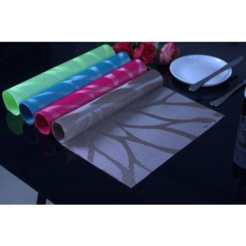 6pcs Dining Table Mat Kitchen Accessories Silicone Pvc Placemat Pad Placemats for Table Waterproof Heat Insulation Pads OK 1070