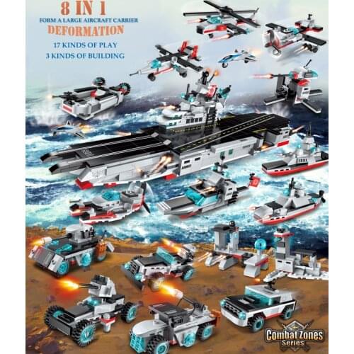 ENLIGHTEN 643Pcs LegoINGS Military Army Airplane Destroyer Aircraft Carrier Weapon Model Building Blocks Sets Toys for Children