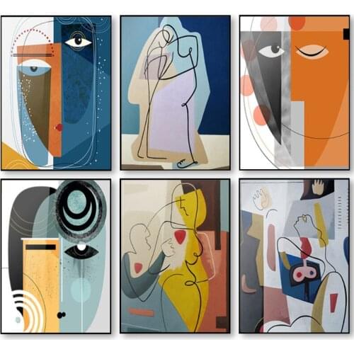 Abstract Retro Classic Wall Art Canvas Black Line Canvas Painting Wall Pictures for Living Room Bedroom Unique Poster Home Decor