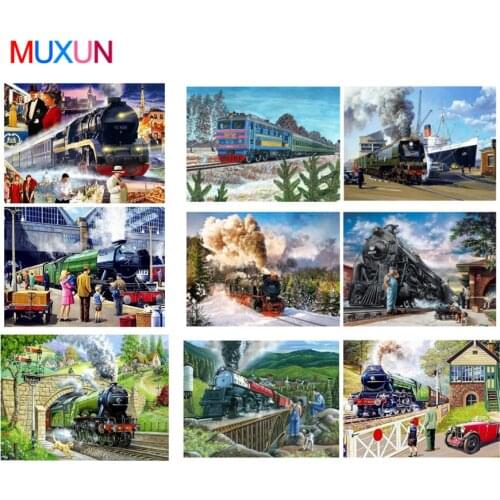 Muxun Full Square/Round Drill 5D Diy Diamond Painting Landscape Train Embroidery Cross Stitch Home Decor Gift Handmake Rp111