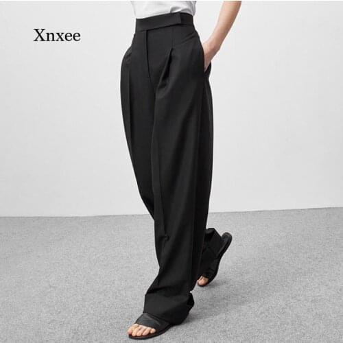 Black Vintage Suit Trousers for Women Wide Leg Pants Fashion High Waist Straight Harajuku Harem Elegant Casual Loose Clothes
