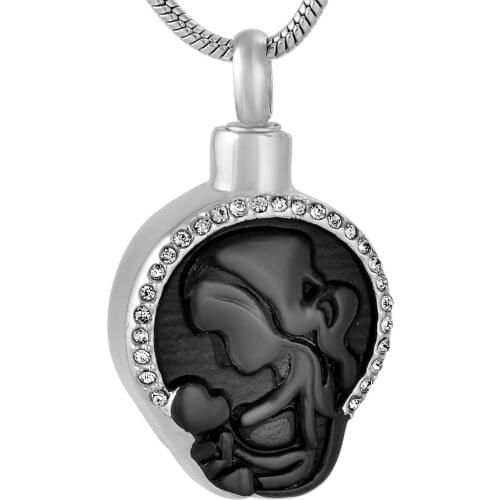 CMJ9773 Stainless Steel Memorial Necklace for ashes Cremation Urn Pendant with crystal inlay