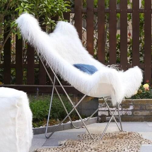 CX-D-76 Soft Long Hair Mongolian Lamb Fur Mat Rug Blanket Bedroom Fur Carpet Chair Cover