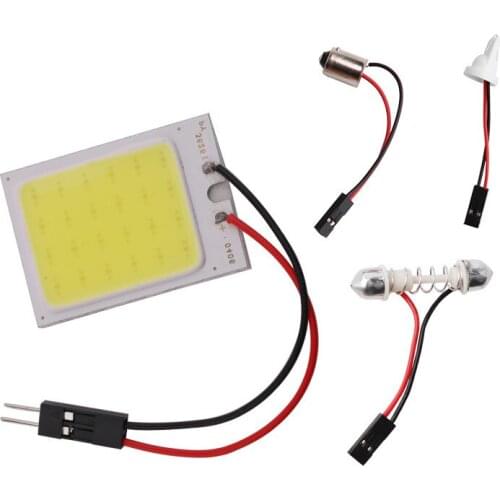 DC12V T10 24SMD COB LED Panel Auto Car Interior Reading Map Lamp Super White Bulb Light Dome Festoon BA9S Adapters