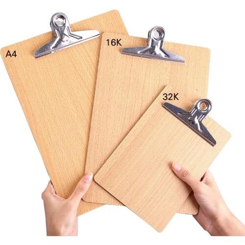 Wooden Clipboard A4 Writing Pad School Supplies Note Board Storage File Folders Board Paper Holders Clip Board Office Stationery