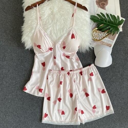 Kimono Bath Gown Suspender Pajamas Set Satin 2PCS Sleepwear Suit Female Summer Sexy Loose Casual Nightwear Home Clothes Suit