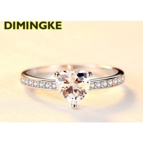 DIMINGKE 1CT 6*6MM Super Flash Heart-shaped Moissanite Ring S925 Sterling Silver Wedding Party Fine Jewelry GRA Certificate
